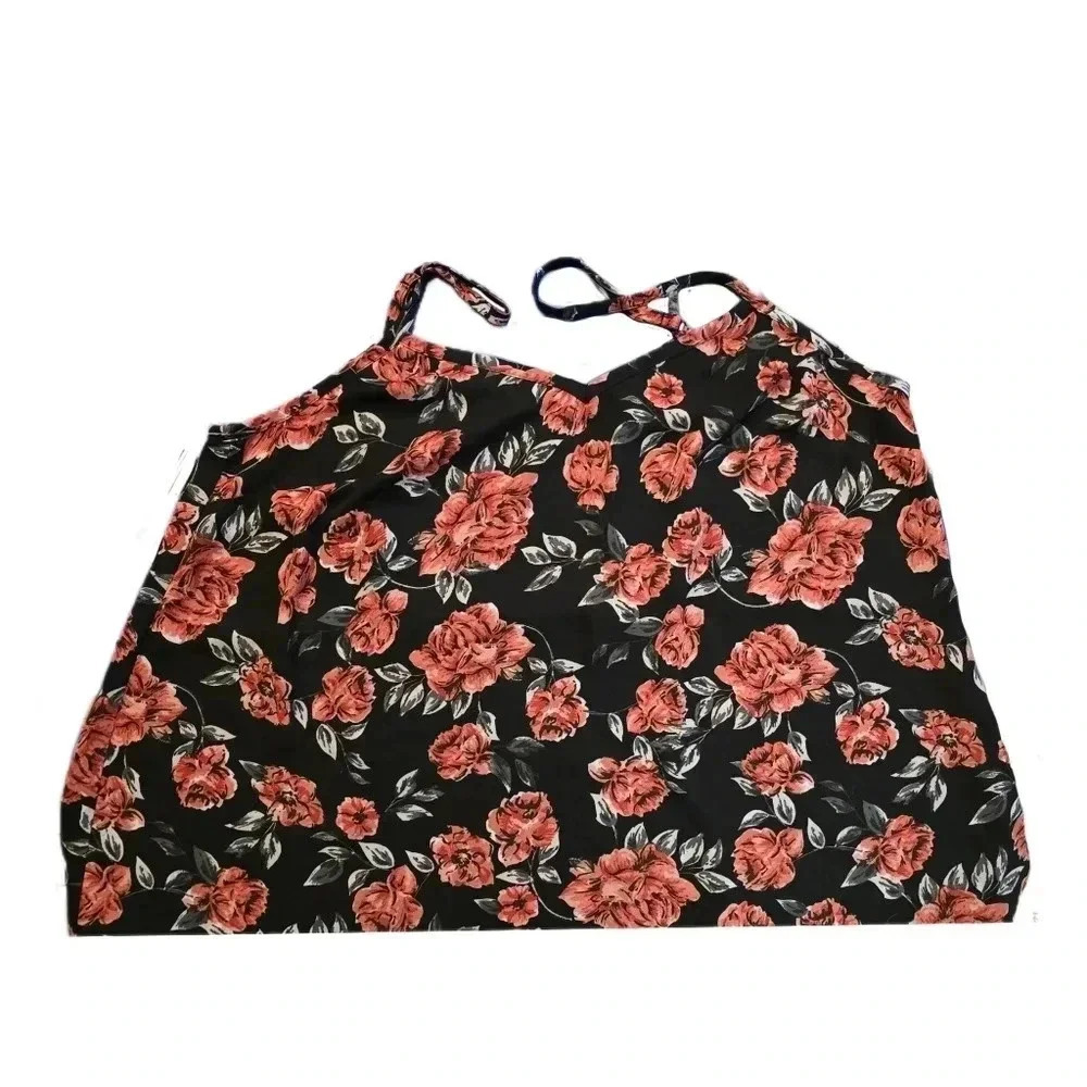Torrid, Size 0X (L), Black and Red Floral Hi-Low Strappy Tank - Picture 5 of 14